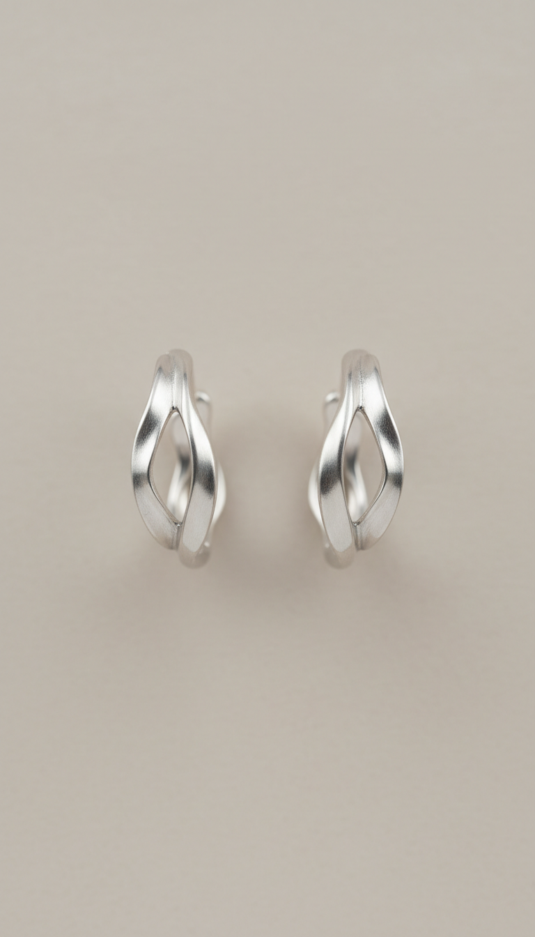 Sculptural 925 Silver Hoop Earrings