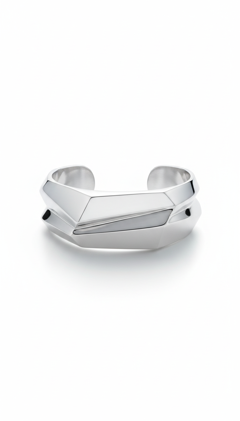 Geometric Silver Cuff Bracelet
