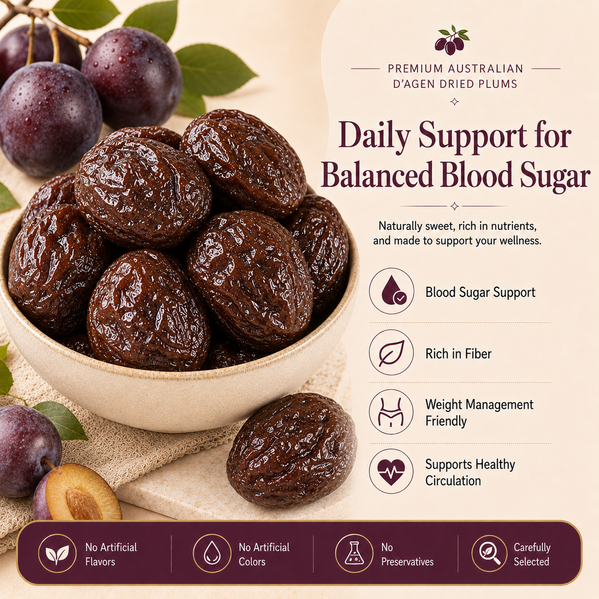 ✨D’Agen Dried Plums – Naturally Sweet Support for Healthy Weight, Balanced Blood Sugar & Circulation-H1