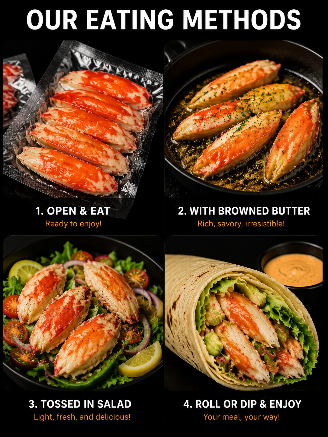 🦀High Protein Crab Leg Seafood Snack, Low Carb Friendly, Ready-to-Eat Ocean Flavor Treat
