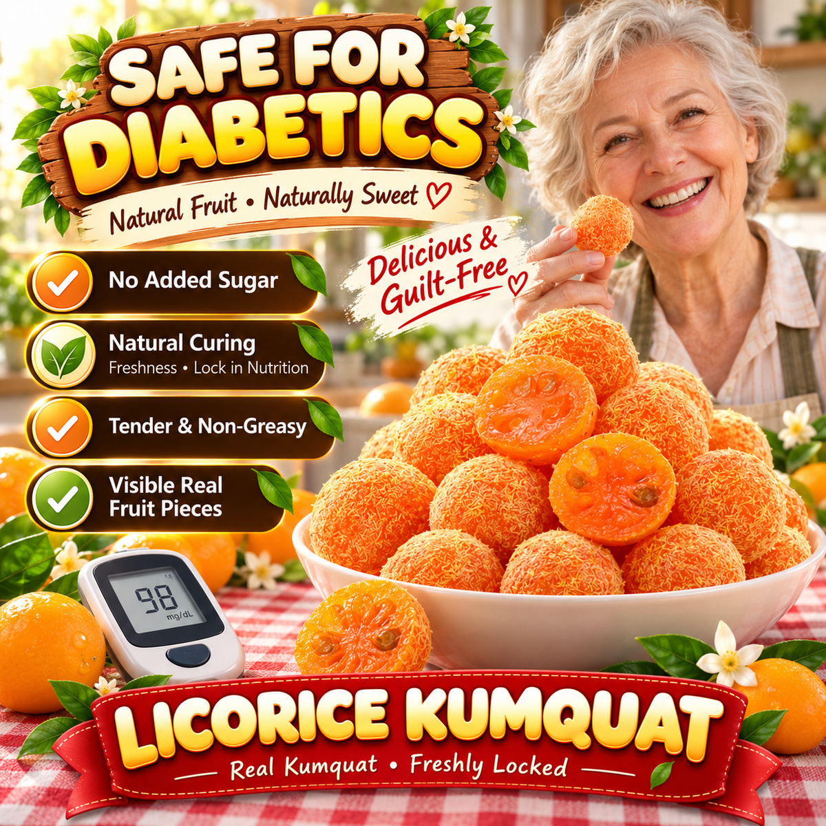 🍊 Premium Licorice Kumquat 🌱A Sweet, Natural Way To Maintain Healthy Blood Sugar, Soothe Dry Throat & Support Metabolic Wellness-LYJ