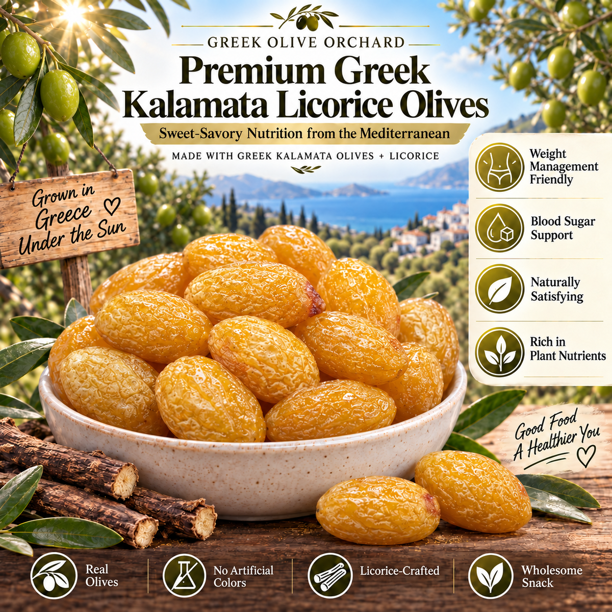 🥓Premium Greek Kalamata Licorice Olives – Rich, Chewy & Naturally Flavorful-H1
