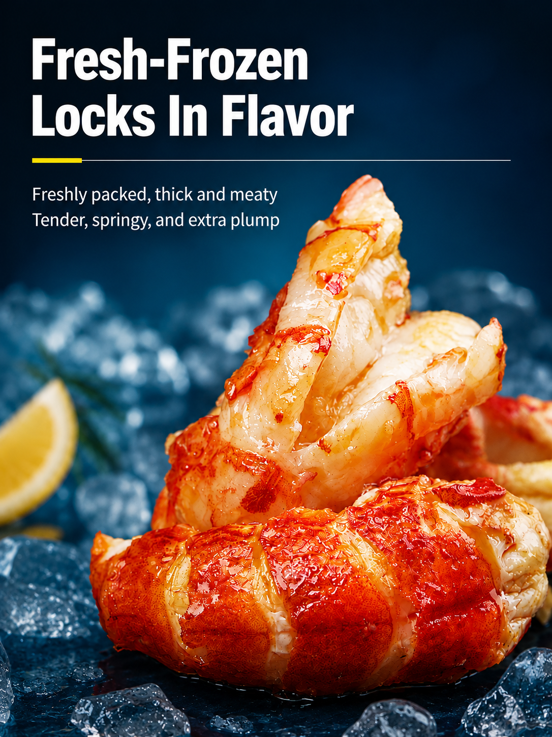 Fresh lobster tail meat with shell