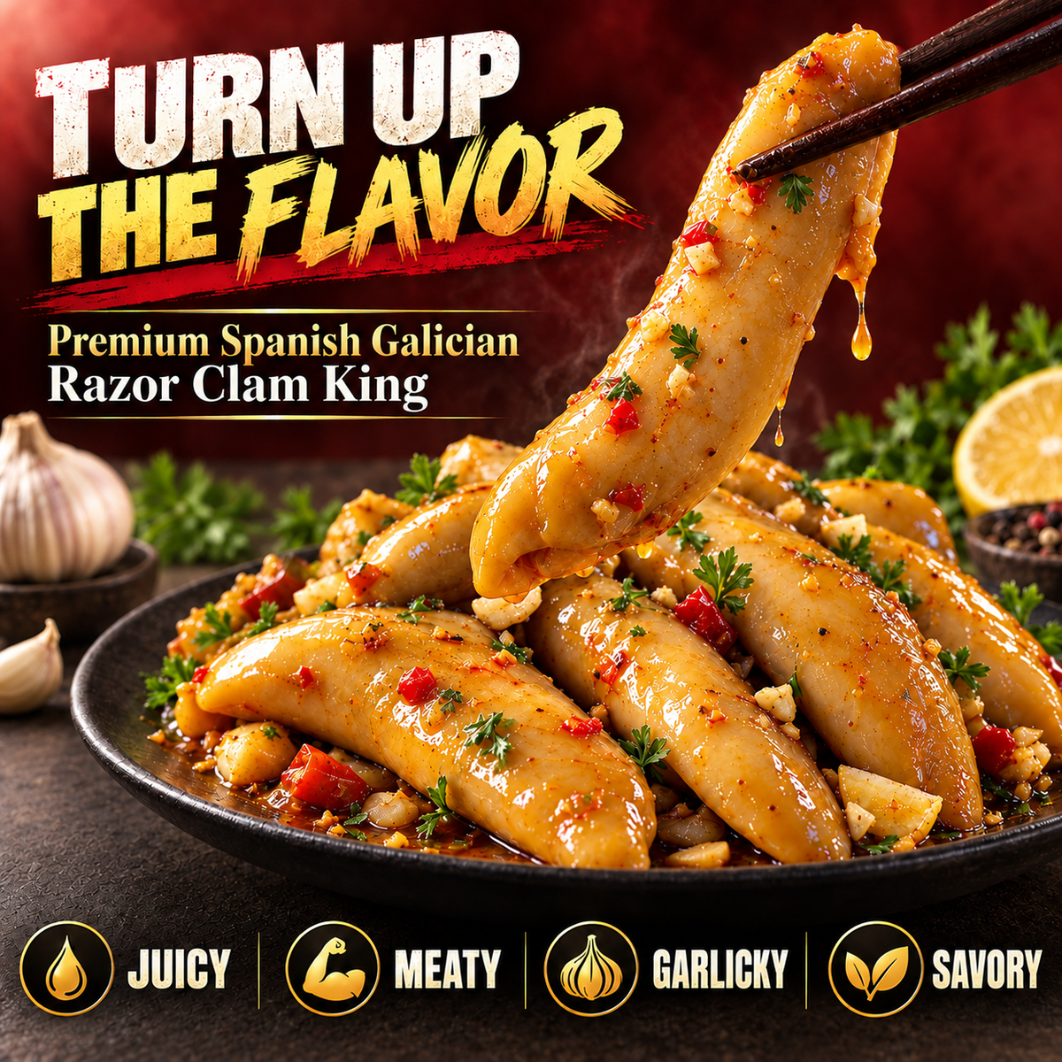🌊 Premium Galician Golden-Center Spicy Razor Clams – Plump, Tender, Never Fishy & Mild Enough for the Whole Family-H1