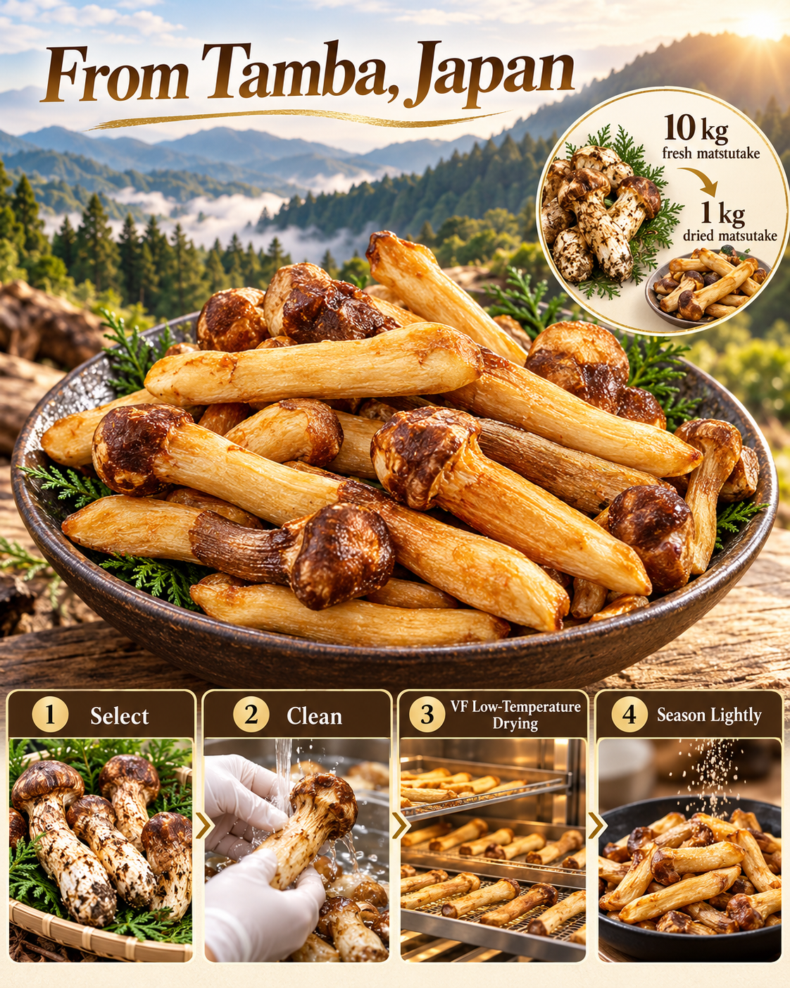 🍄 Tamba Reserve™ Whole Crispy Matsutake Mushrooms