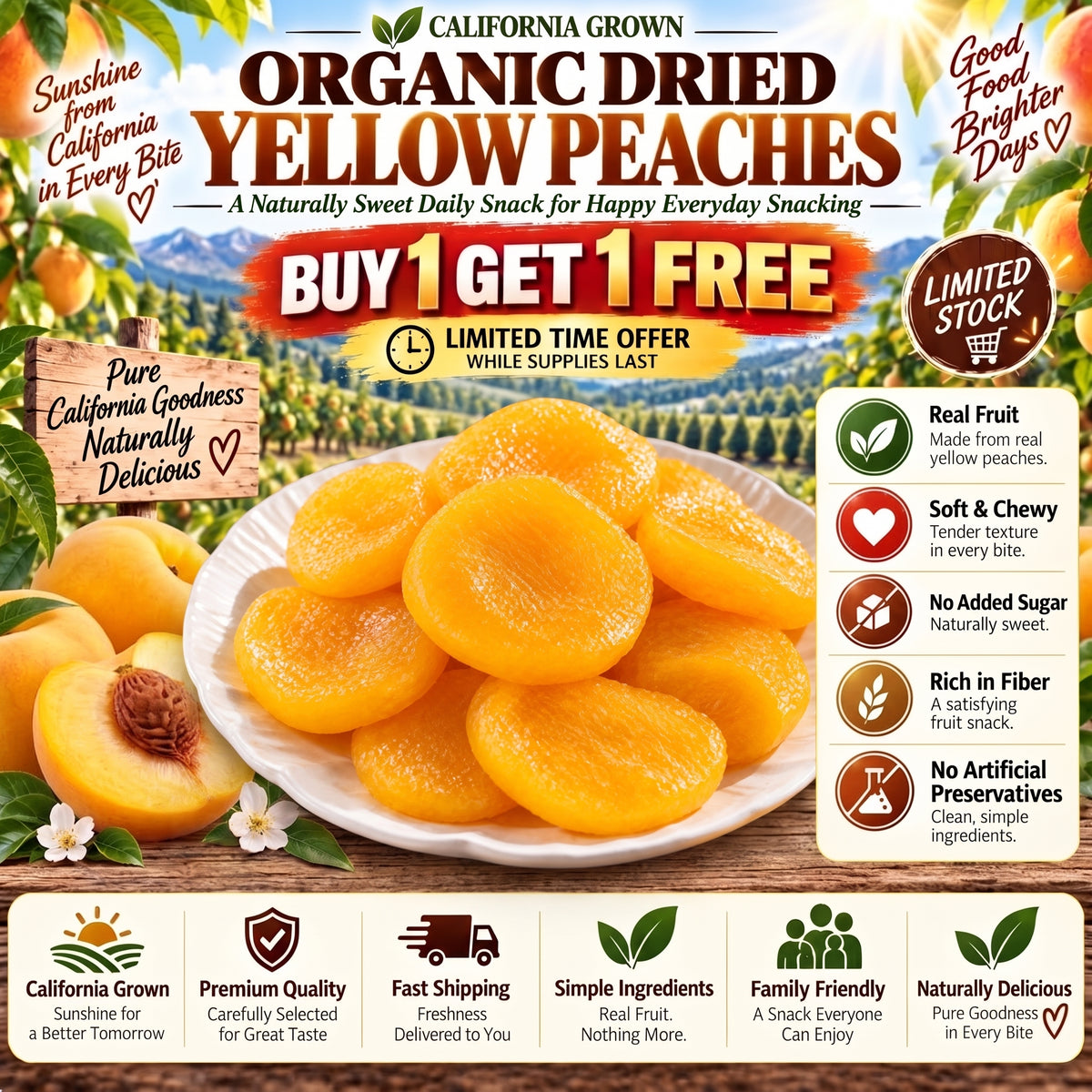 🍑🍑Zero guilt, pure deliciousness!💛Satisfy your sweet cravings with our chewy, fiber-packed Dried Peaches-LYJ