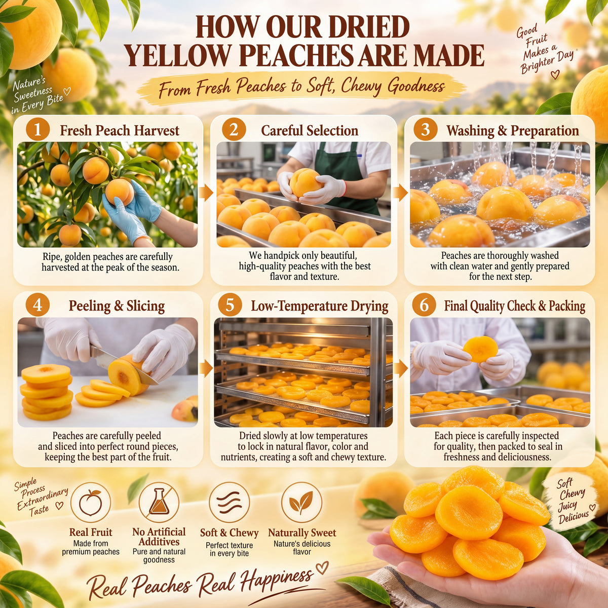 🍑🍑Zero guilt, pure deliciousness!💛Satisfy your sweet cravings with our chewy, fiber-packed Dried Peaches-LYJ