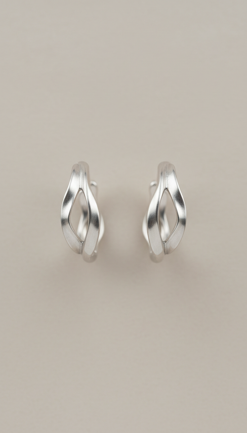 Sculptural 925 Silver Hoop Earrings