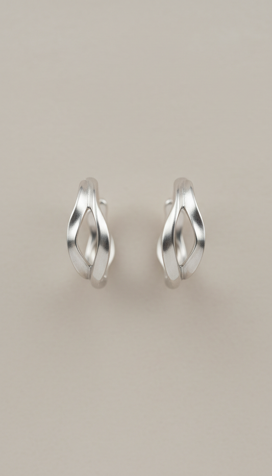 Sculptural 925 Silver Hoop Earrings