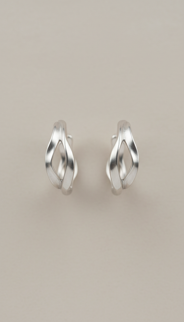 Sculptural 925 Silver Hoop Earrings