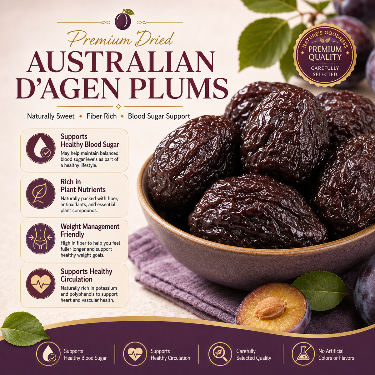✨D’Agen Dried Plums – Naturally Sweet Support for Healthy Weight, Balanced Blood Sugar & Circulation-H1