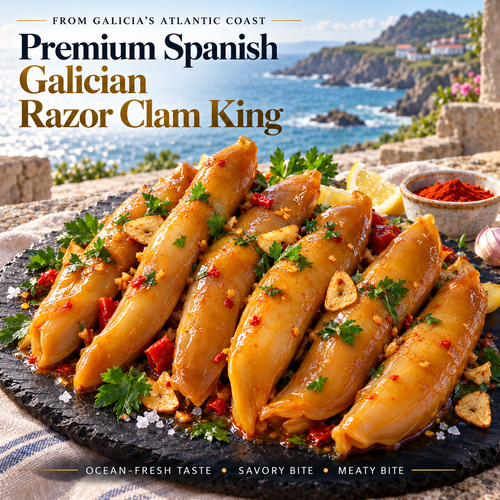 🌊 Premium Galician Golden-Center Spicy Razor Clams – Plump, Tender, Never Fishy & Mild Enough for the Whole Family-H1