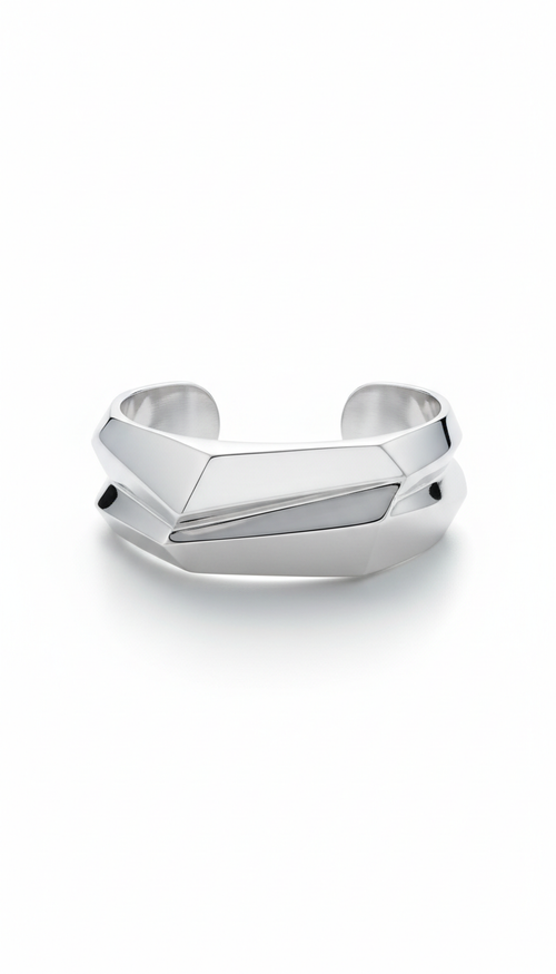 Geometric Silver Cuff Bracelet