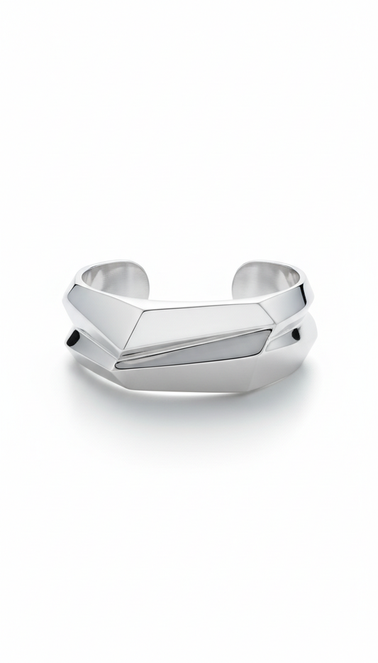 Geometric Silver Cuff Bracelet