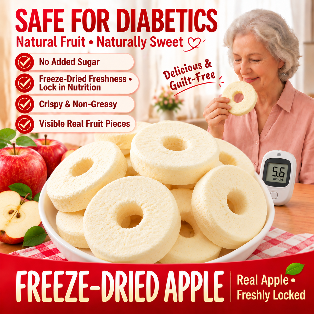 🍎 Premium Dried Apple 🪴A Sweet, Natural Way To Maintain Healthy Blood Sugar & Support Metabolic Wellness-LYJ