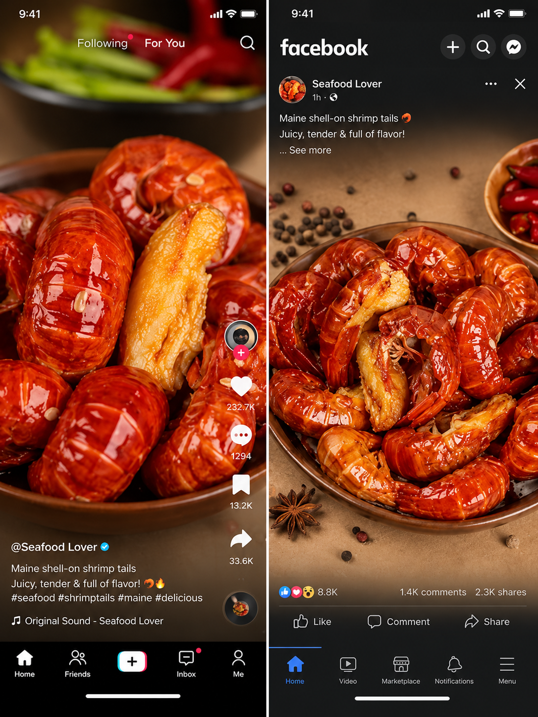 Fresh lobster tail meat with shell