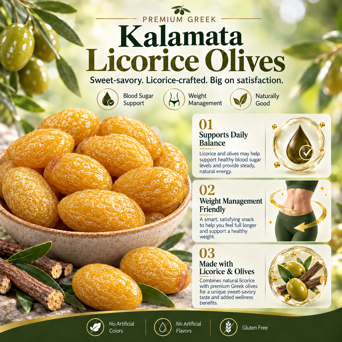 🥓Premium Greek Kalamata Licorice Olives – Rich, Chewy & Naturally Flavorful-H1